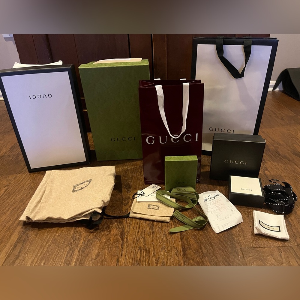 Authentic Gucci Boxes, Dust Bags, Shopping Bags, and Ribbons